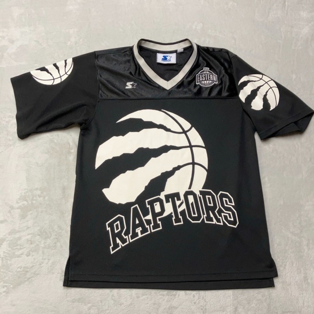 Vintage Y2K Toronto Raptors Starter Football Jersey Large Logo Print Mens Medium